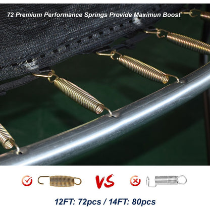 12FT Outdoor Big Trampoline With Inner Safety Enclosure Net, Ladder, PVC Spring Cover Padding, For Kids, Black&Blue Color