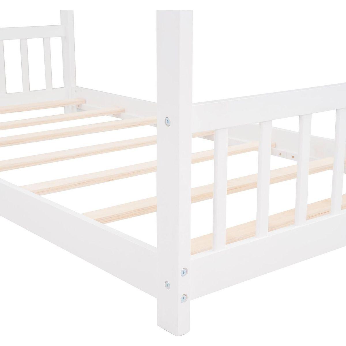 Twin Size House Bed Wood Bed, White