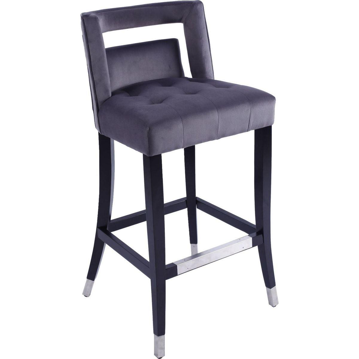 Suede Velvet Barstool with nailheads Dining Room Chair2 pcs Set - 30 inch Seater height