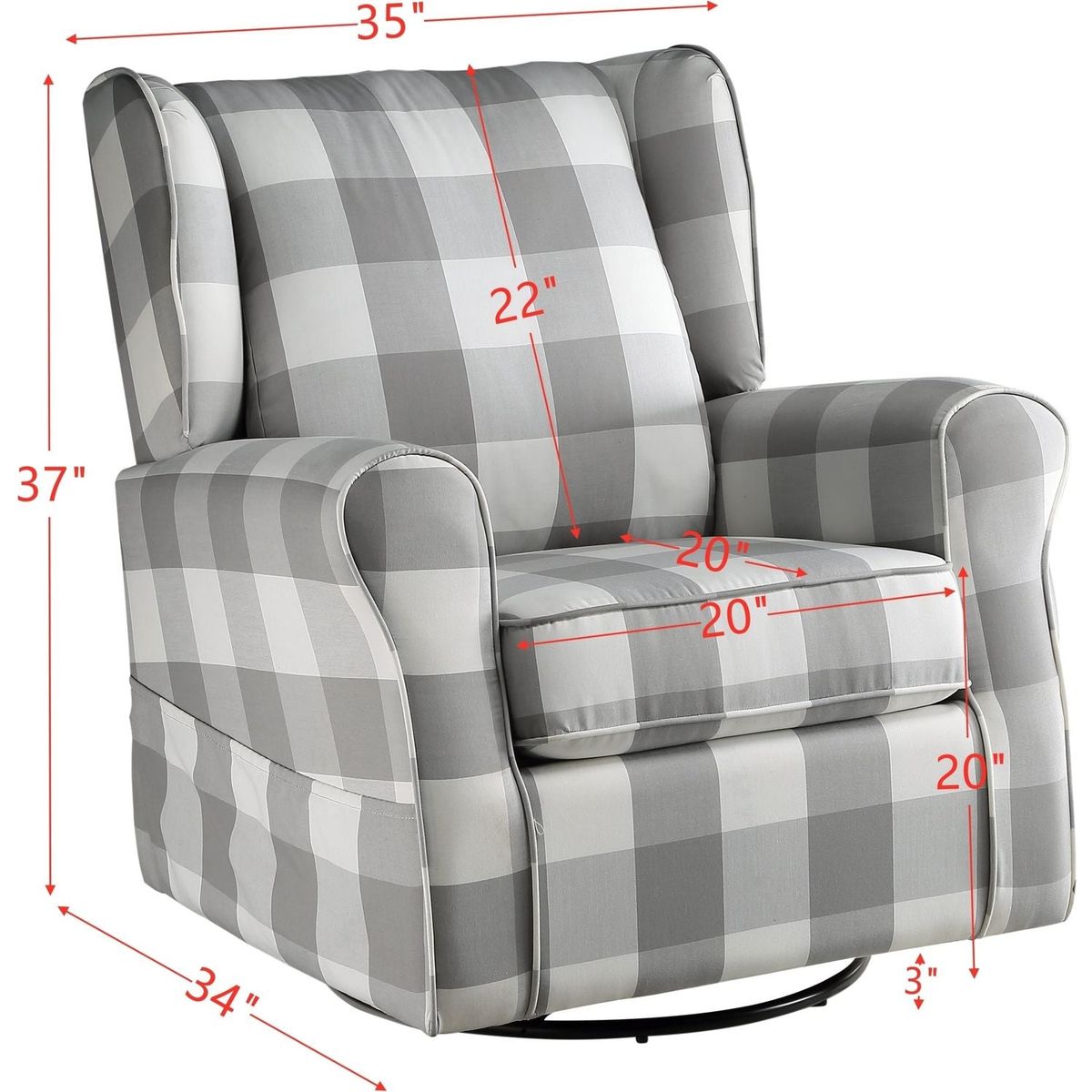 Patli Swivel Chair w/Glider, Gray Fabric