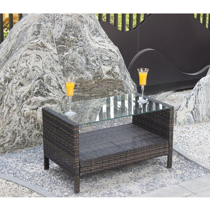 Outdoor patio Furniture Coffee Table with clear tempered glass