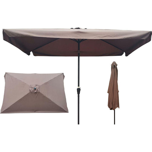 10 x 6.5ft Rectangular Patio Umbrella Outdoor Market Umbrellas with Crank and Push Button Tilt for Garden Swimming Pool Market - Streamdale Furniture