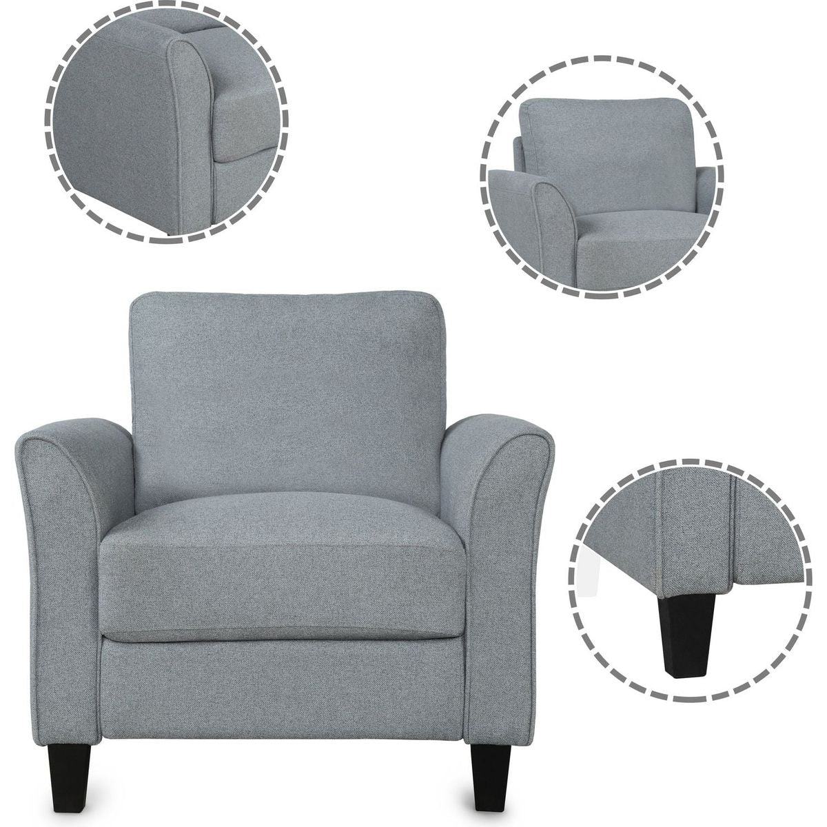 Living Room Furniture chair and 3-seat Sofa (Gray)