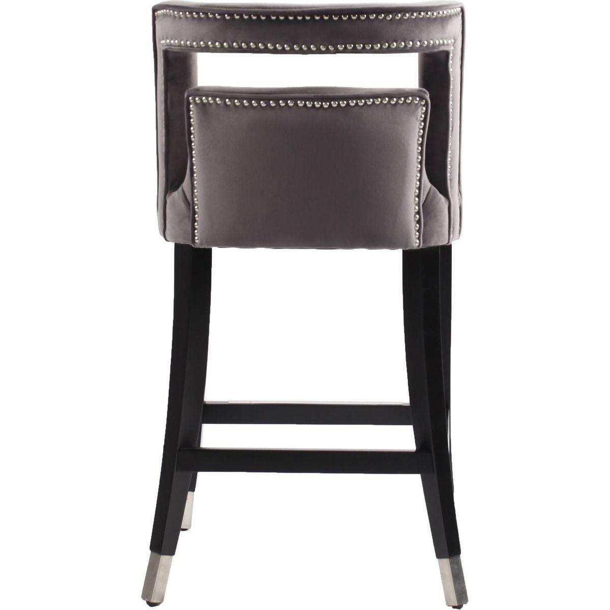 Suede Velvet Barstool with nailheads Dining Room Chair 2 pcs Set - 26 inch Seater height