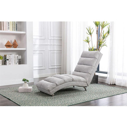 Linen Chaise Lounge Indoor Chair, Modern Long Lounger for Office or Living Room