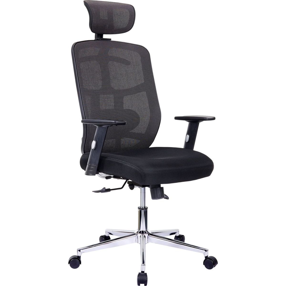 High Back Executive Mesh Office Chair with Arms, Lumbar Support and Chrome Base, Black