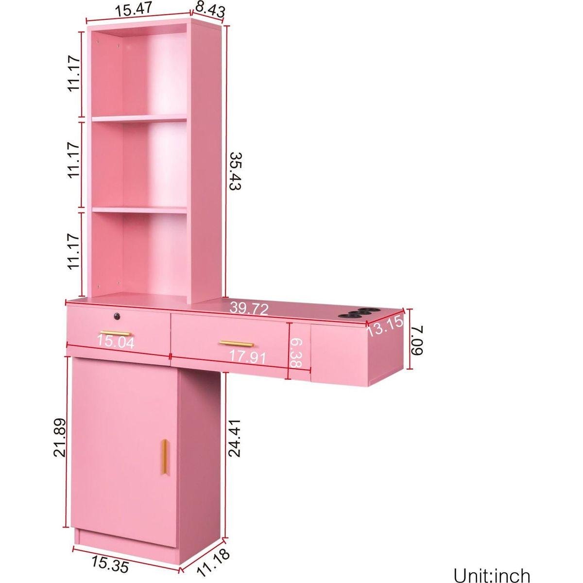 Pink modern simple hair desk, multi-layer storage space
