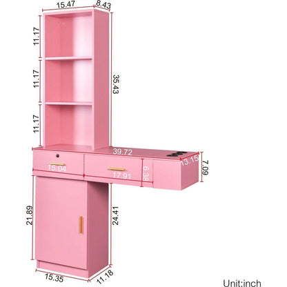 Pink modern simple hair desk, multi-layer storage space