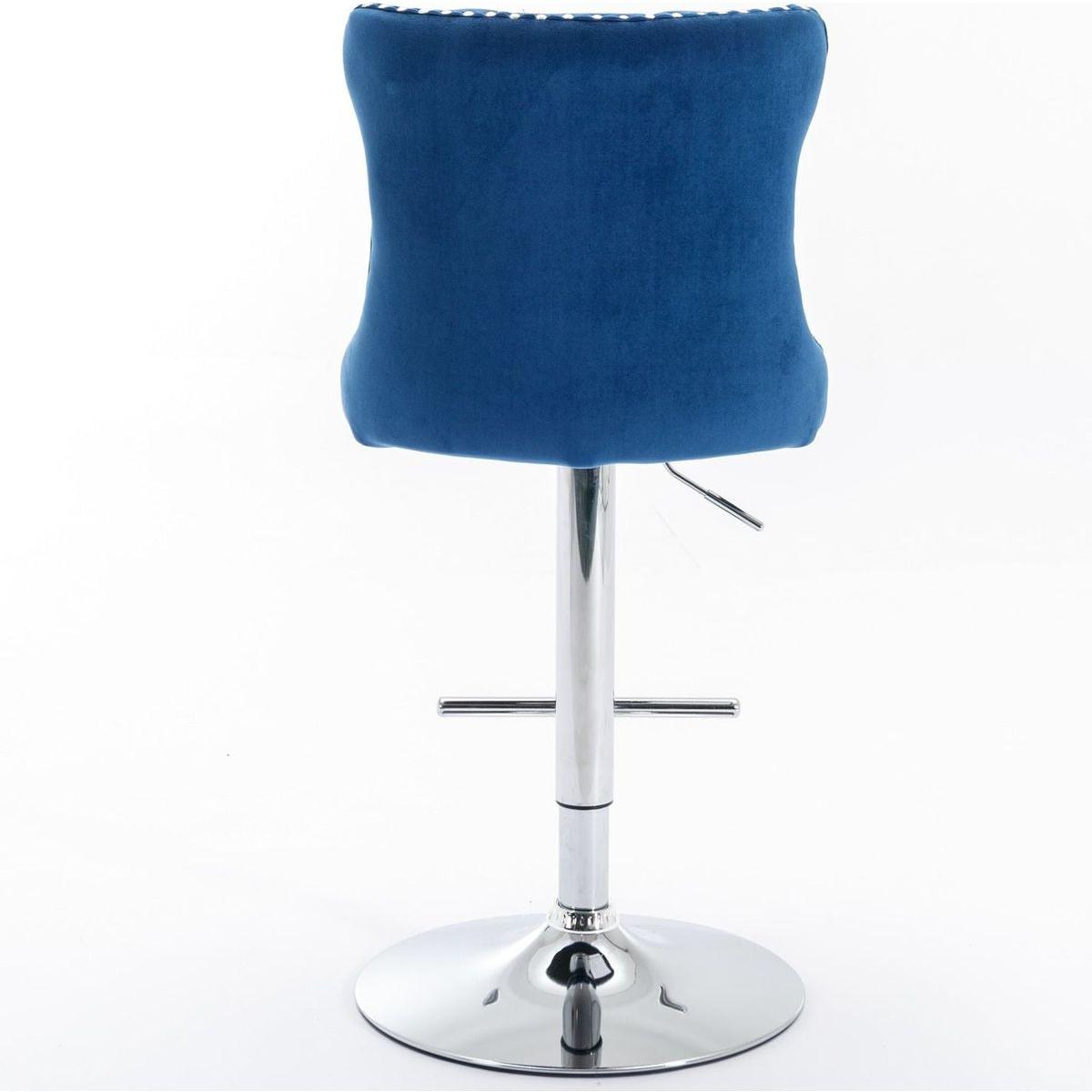 Swivel Velvet Barstools Adjusatble Seat Height from 25-33 Inch, Modern Upholstered Chrome base Bar Stools with Backs Comfortable Tufted for Home Pub and Kitchen Islandlue, Set of 2) - Streamdale Furniture