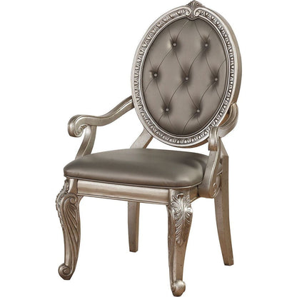 Northville Arm Chair (Set-2) in PU & Antique Silver