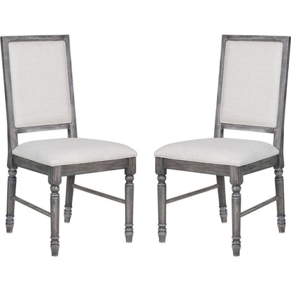 Leventis Side Chair (Set-2) in Cream Linen & Weathered Gray