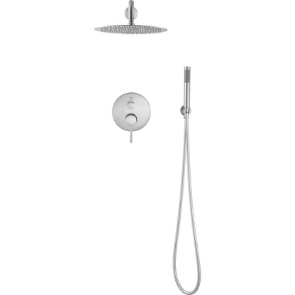 Shower System, Wall Mounted Shower Faucet Set for Bathroom with High Pressure 10" Stainless Steel Rain Shower head Handheld Shower Set, 2 Way Pressure Balance Shower Valve Kit, Brushed Gold