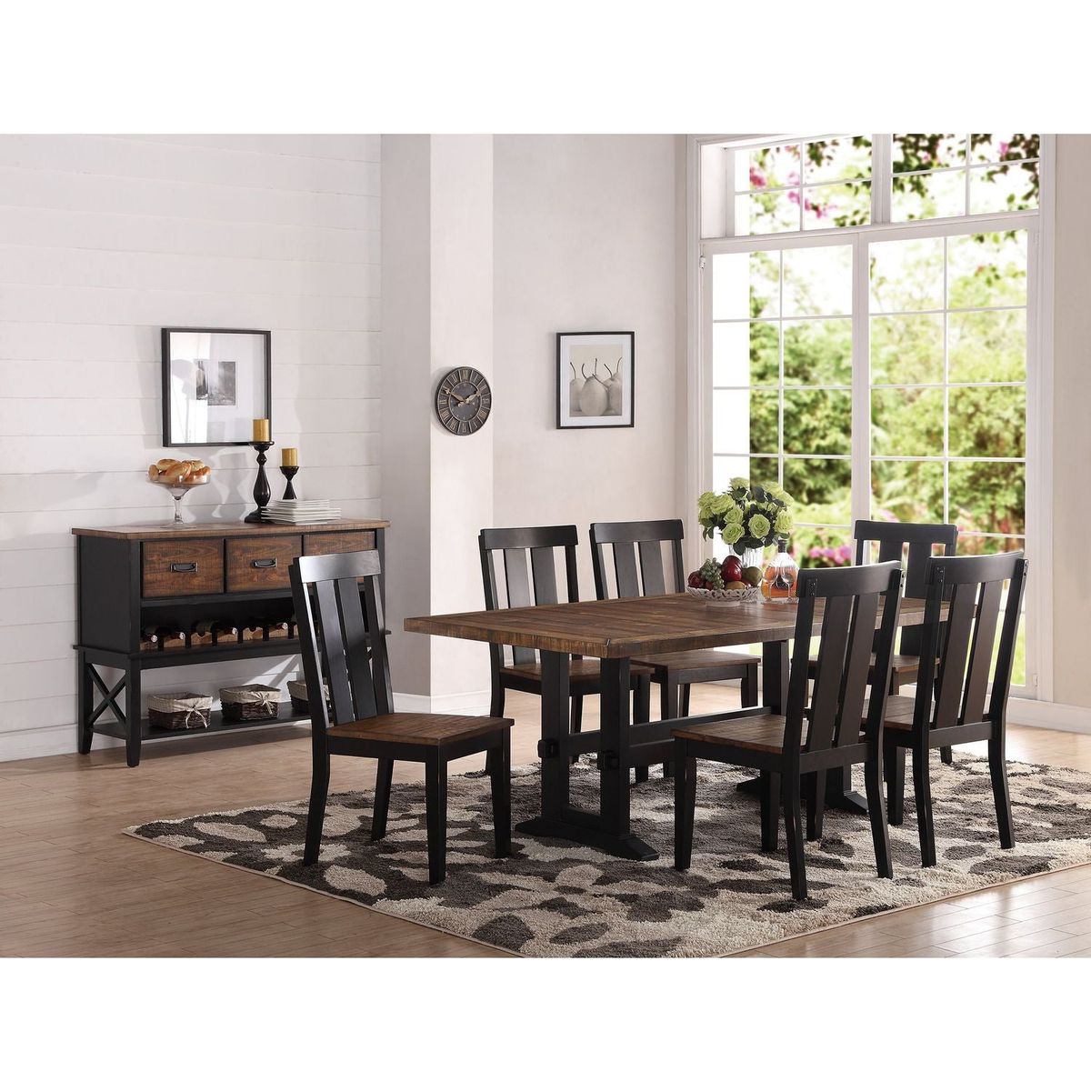 Natural Solid wood Dark Brown hues Set of 2 Chairs Dining Room Seatings Chair