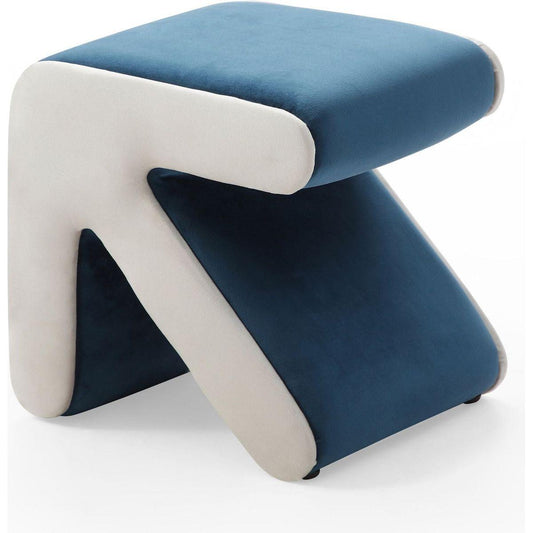 Modern Creative Upholstered Velvet Sofa Stool Kids Stool Shoe Bench Footrest Footstool Multifaceted Stool Ottoman Coffee Table Arrow Design Handicraft Decoration for Living Room Bedroom, Blue+Beige