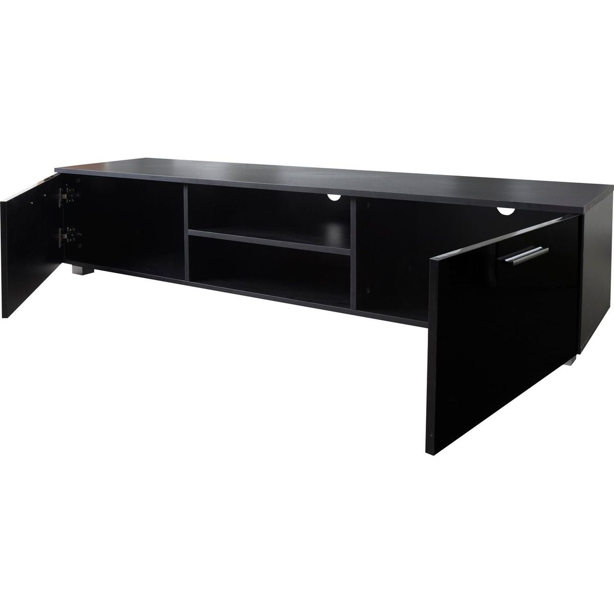 Black TV Stand for 70 Inch TV Stands, Media Console Entertainment Center Television Table, 2 Storage Cabinet with Open Shelves for Living Room Bedroom