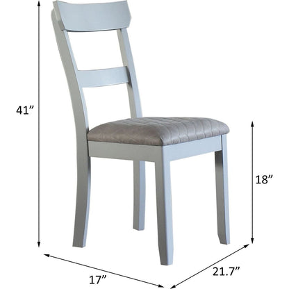 House Marchese Side Chair, Two Tone Gray Fabric & Pearl Gray Finish