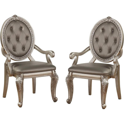 Northville Arm Chair (Set-2) in PU & Antique Silver