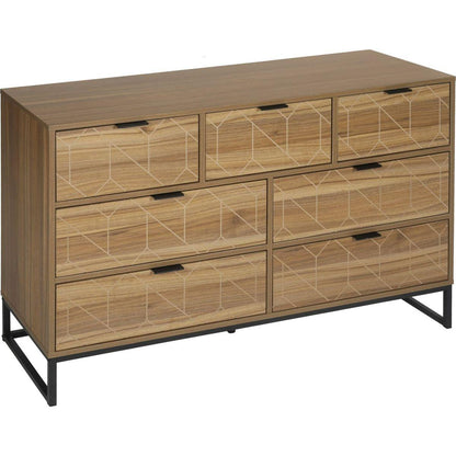 Modern 7 Drawer Dresser Wood Cabinet (Walnut)