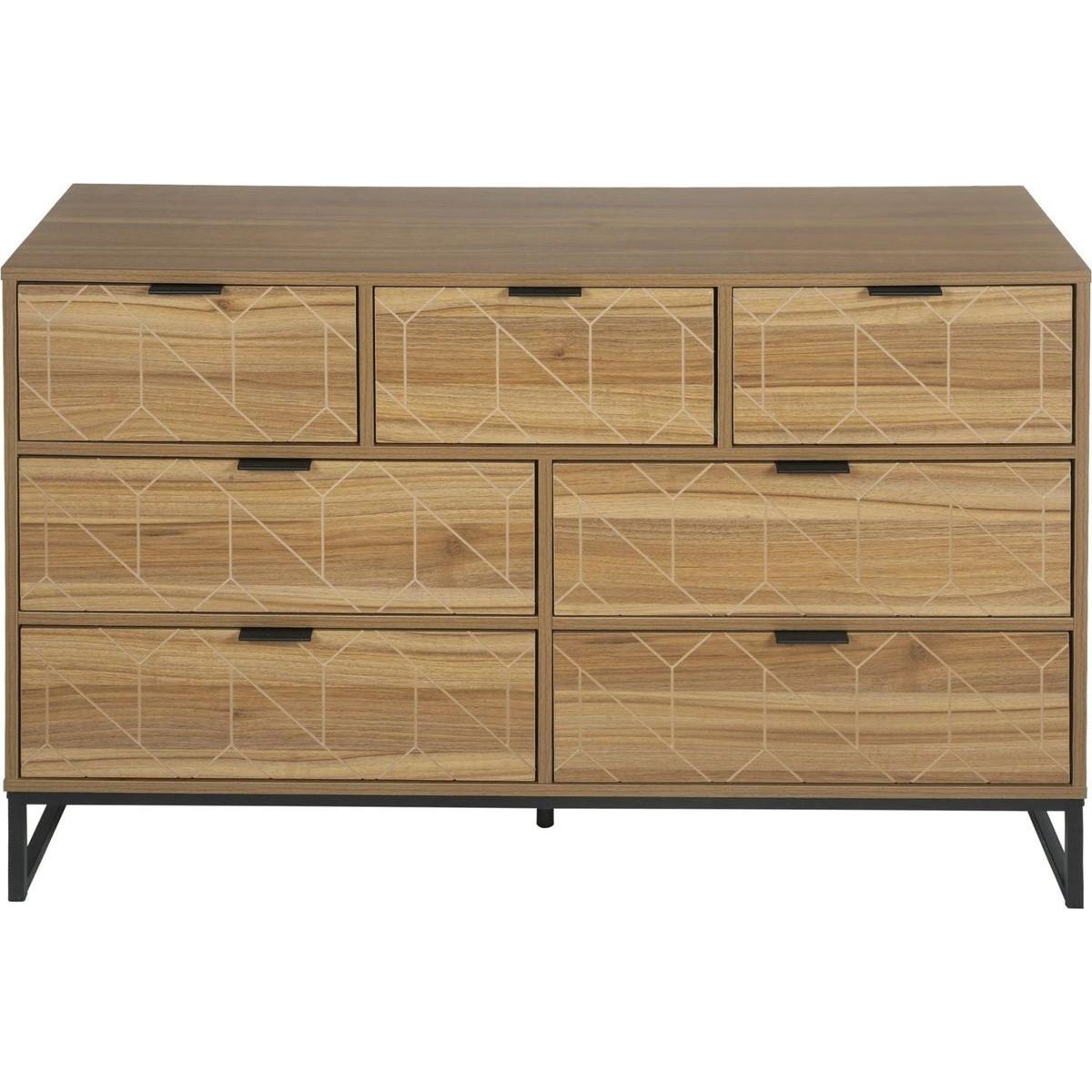 Modern 7 Drawer Dresser Wood Cabinet (Walnut)