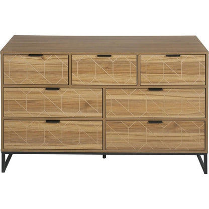 Modern 7 Drawer Dresser Wood Cabinet (Walnut)