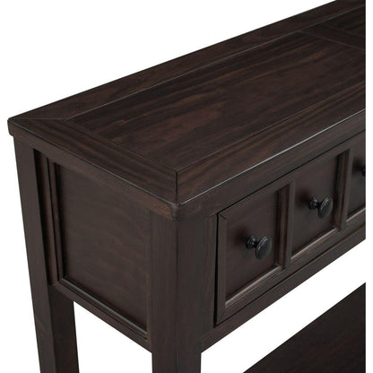 Rustic Entryway Console Table, 60" Long Sofa Table with two Different Size Drawers and Bottom Shelf for Storage (Espresso)