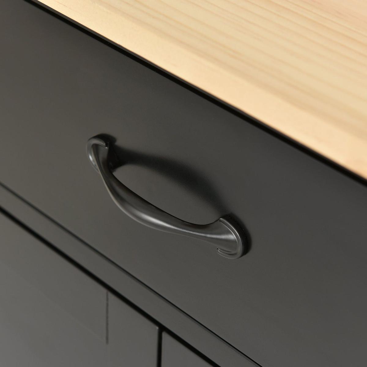 Kitchen Island Cart with Solid Wood Top and Locking Wheels4.3 Inch Width Door Cabinet and Two Drawerspice Rack, Towel Rack black) - Streamdale Furniture