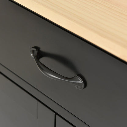 Kitchen Island Cart with Solid Wood Top and Locking Wheels4.3 Inch Width Door Cabinet and Two Drawerspice Rack, Towel Rack black) - Streamdale Furniture