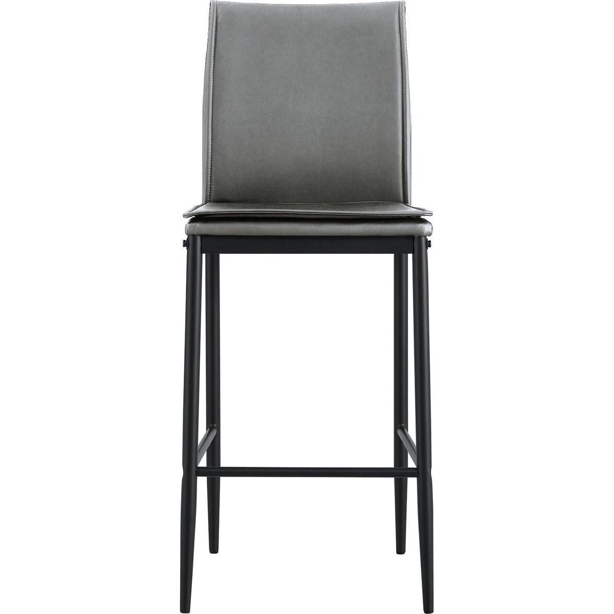 Grey Leather Barstool Dining Counter Height Chair Set of 2