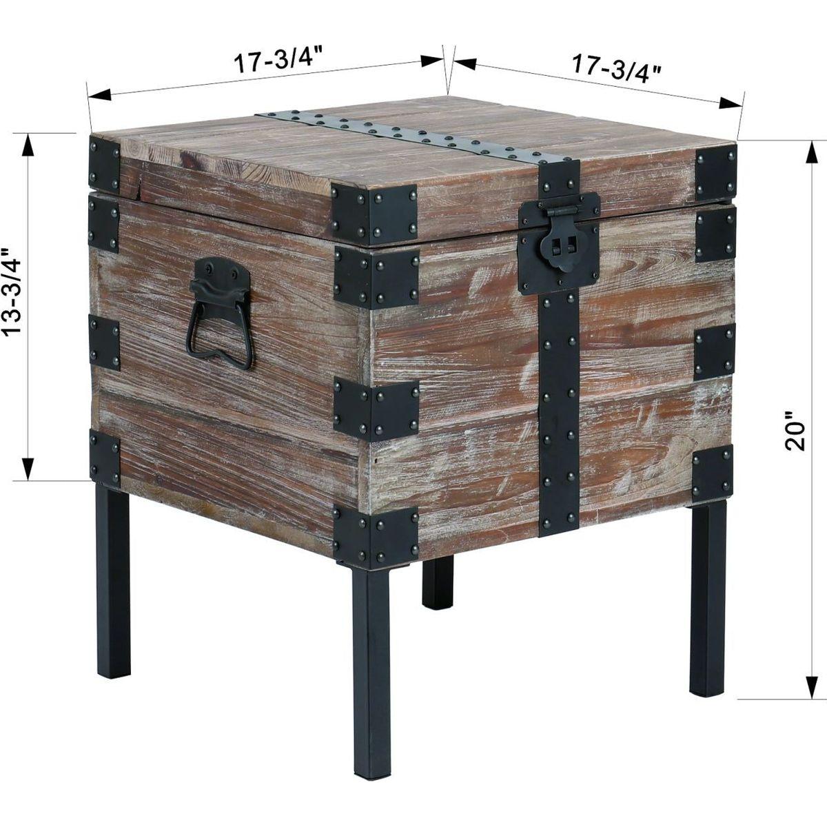 Antique Reclaimed Wood Gray Trunk Table And Side Table S/3 with Large Storage Dress Up Your Liviing Room