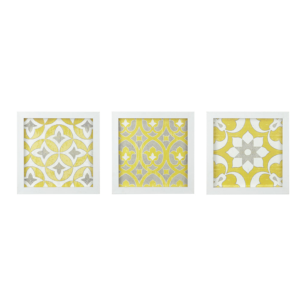 Tuscan Tiles Distressed Yellow Medallion 3-piece Wall Decor Set