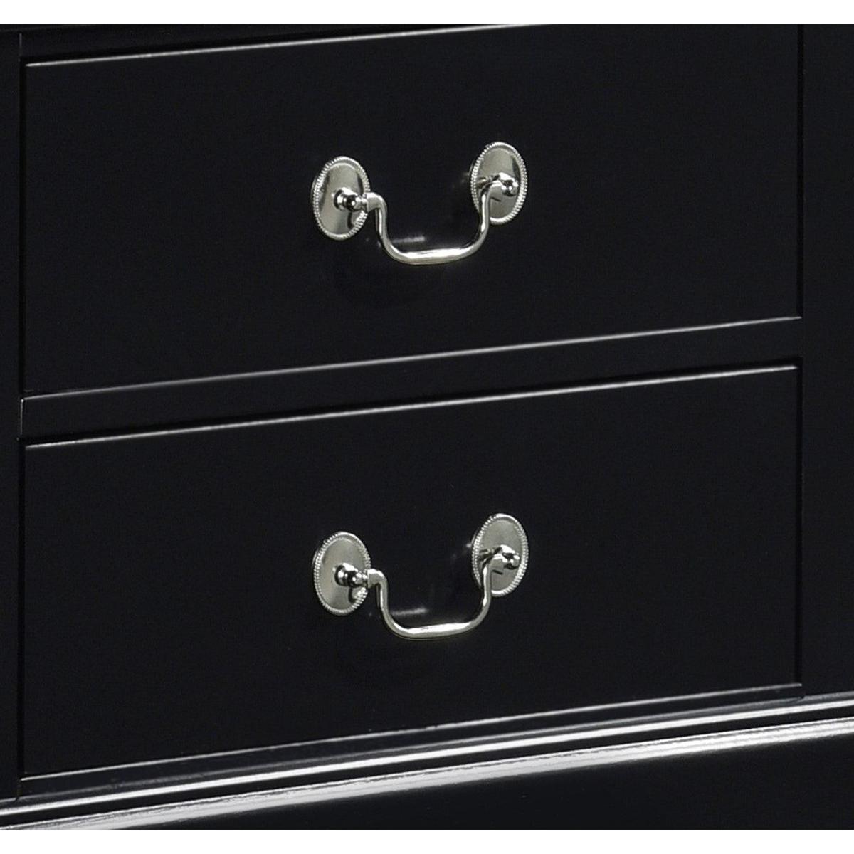 Classic Louis Philippe Style Black Finish 1pc Nightstand of Drawers Traditional Design Bedroom Furniture