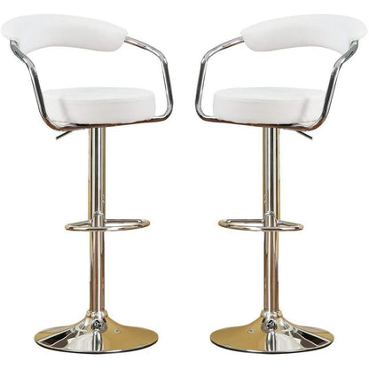 Contemporary Style White Color Bar Stool Counter Height Chairs Set of 2 Adjustable Swivel Kitchen Island Stools