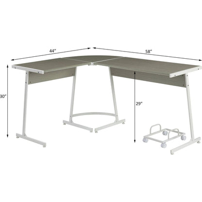 Dazenus Computer Desk, Gray & White Finish