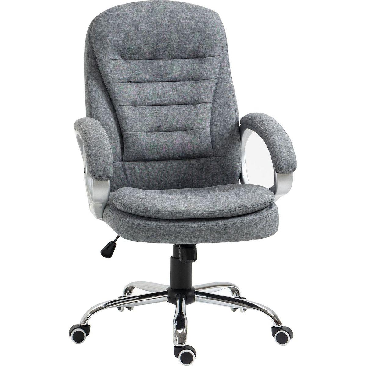 Vinsetto High Back Home Office Chair Executive Computer Chair with Adjustable Height, Upholstered Thick Padding Headrest and Armrest - Grey