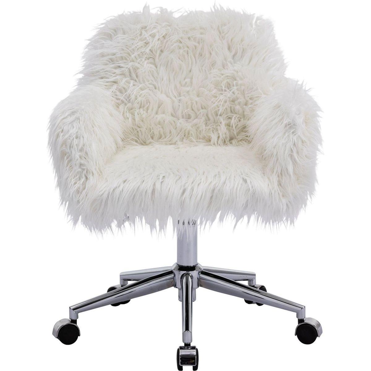 Modern Faux fur home office chair, fluffy chair for girls, makeup vanity Chair