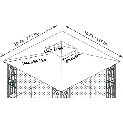 10x10 Ft Patio Double Roof Gazebo Replacement Canopy Top Fabric, Gray