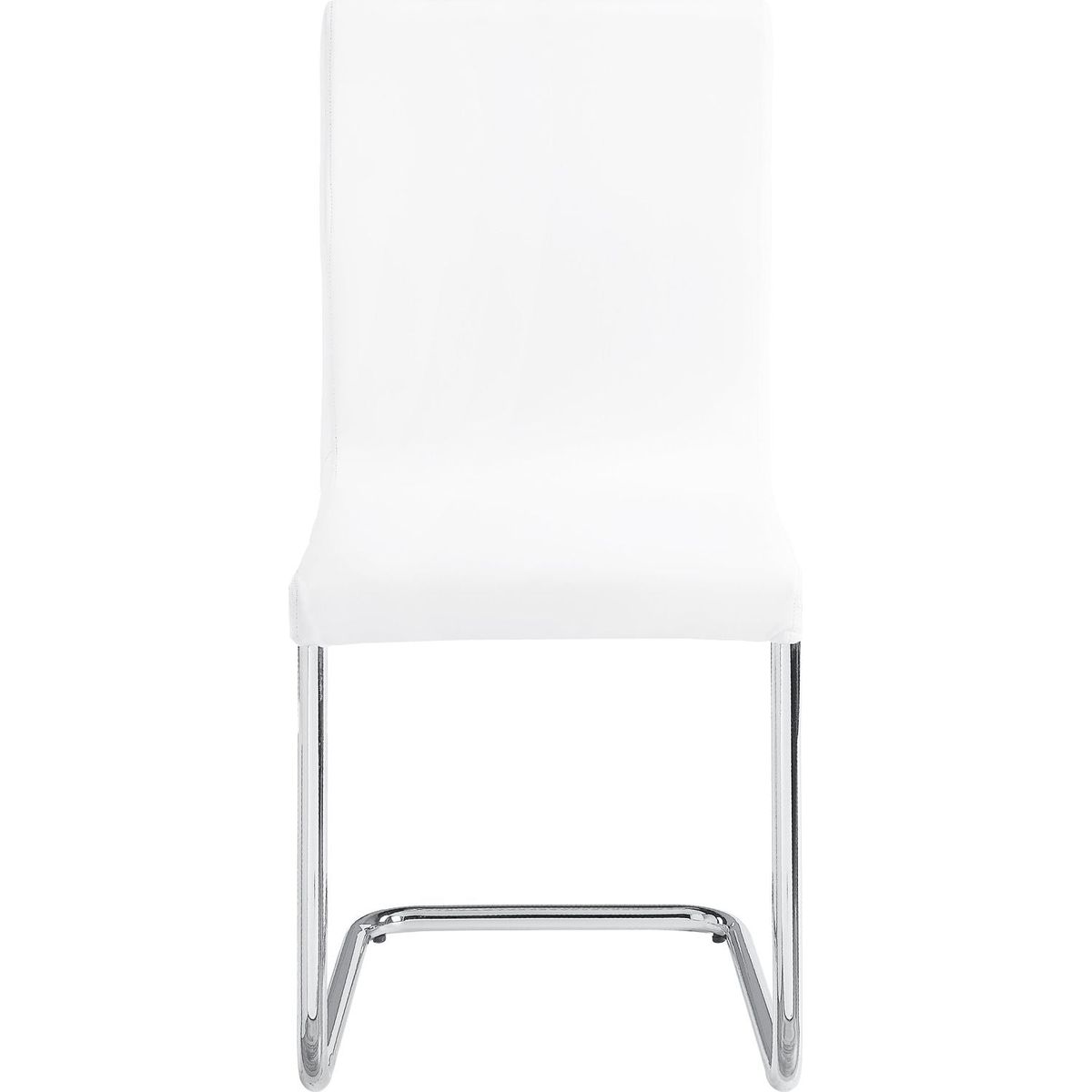 Palton Side Chair (Set-2), White PU & Chrome Finish