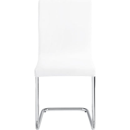 Palton Side Chair (Set-2), White PU & Chrome Finish