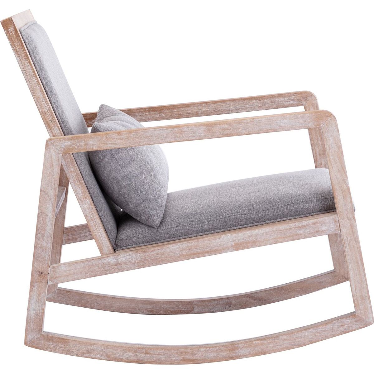 Solid wood linen fabric antique white wash painting rocking chair with removable lumbar pillow