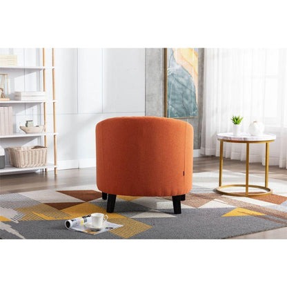 accent Barrel chair living room chair with nailheads and solid wood legs Orange linen