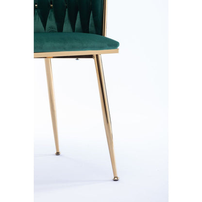 Dining Chair, Thickened fabric chairs with wood legs Set of 2, Green