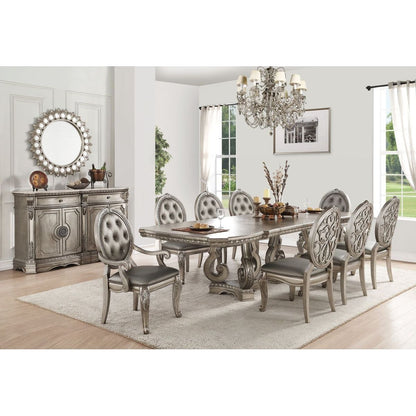 Northville Side Chair (Set-2) in PU & Antique Silver