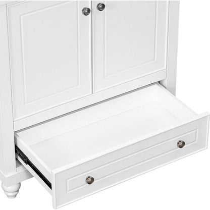 30" Bathroom Vanity without Sink, Base Only, Cabinet with Doors and Drawer, Solid Frame and MDF Board, White