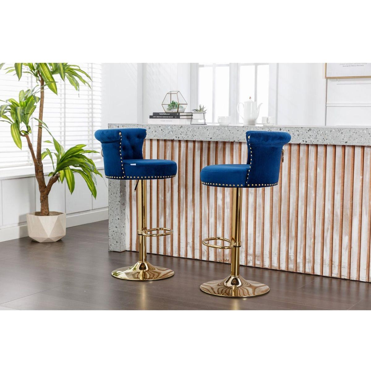 COOLMORE Swivel Bar Stools Set of 2 Adjustable Counter Height Chairs with Footrest for Kitchen, Dining Room 2PC/SET