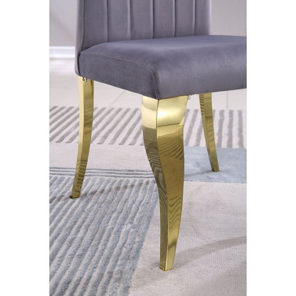 Modern Velvet Dining Chairs Set of 2, Upholstered Accent Armless Chairs with Stripe Backrest