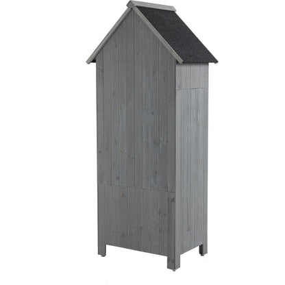 30.3" L X 21.3" W X 70.5" H Outdoor Storage Cabinet Tool Shed Wooden Garden Shed Gray