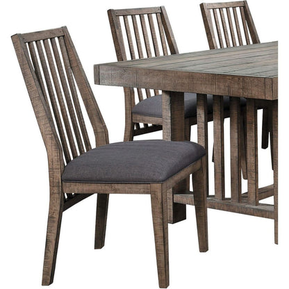 Wooden Side Chairs 2pc Set Padded Fabric-Covered Seats Natural Weathering Look Dining Room Furniture