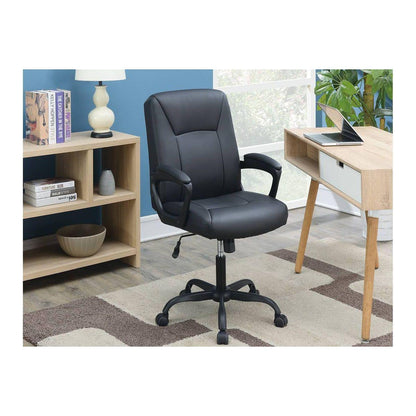 Relax Cushioned Office Chair 1pc Black Upholstered Seat back Adjustable Chair Comfort