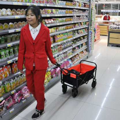 Folding Wagon Garden Shopping Beach Cart black+yellow