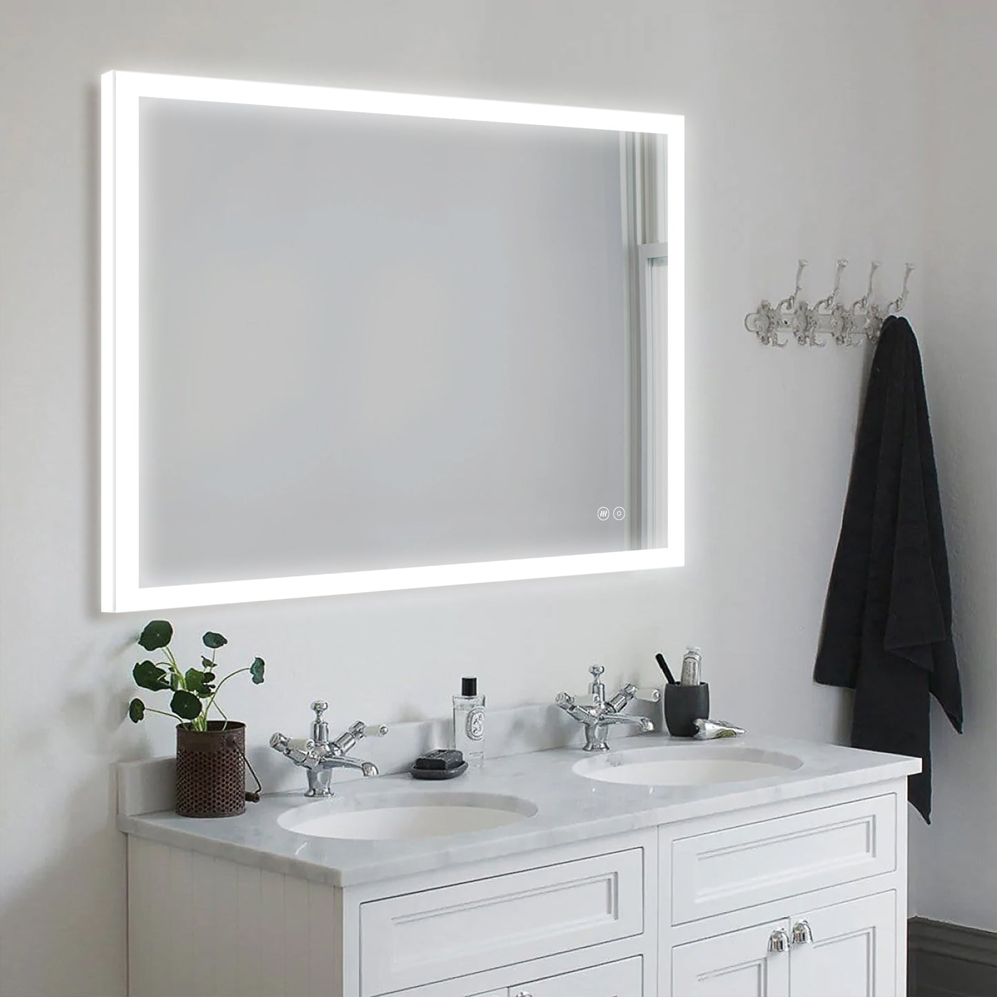 40x32 Inch LED Bathroom Mirror, Bathroom Vanity Mirror with Lights, Backlit and Front Lighted Mirror for Bathroom, Anti-Fog Dimmable Makeup Lighted Mirror with Touch Button, Horizontal/Vertical